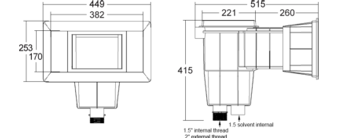 SV-0040 Wide Mouth Wall Skimmer Technical Information