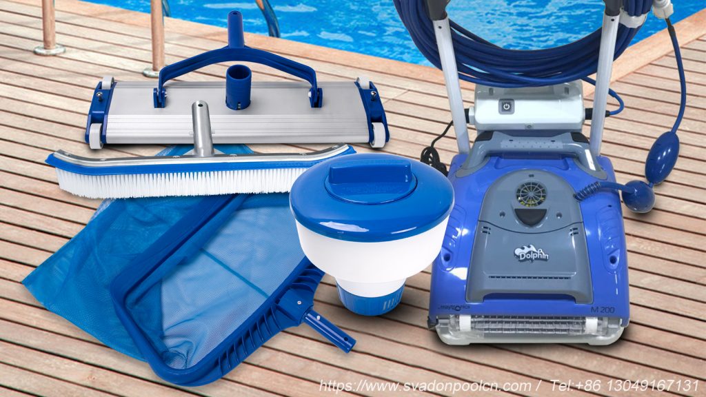 pool cleaning tools, vacuum head, pool leaf skimmer, pool brush