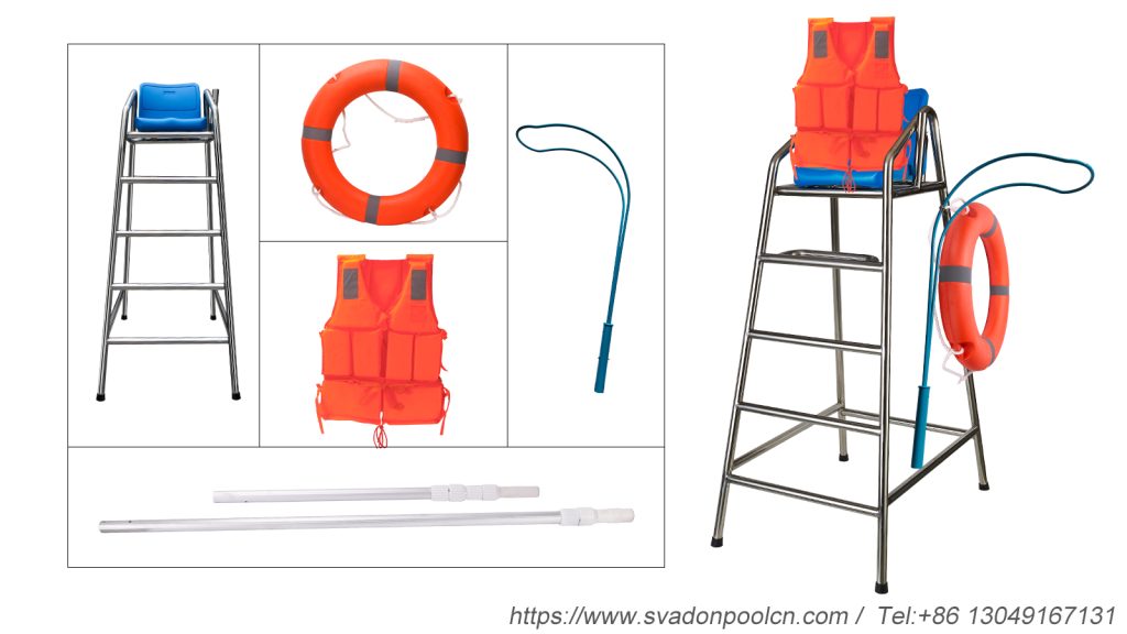 lifeguard chair, life buoy, Life jacket, Life saving hook